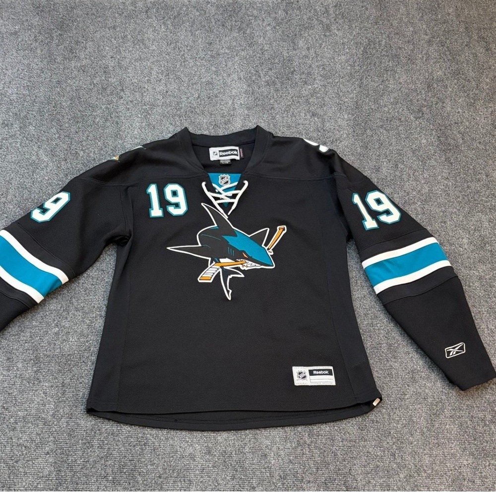 Reebok San Jose Sharks Joe Thornton 19 Jersey Womens Large Black NHL Hockey